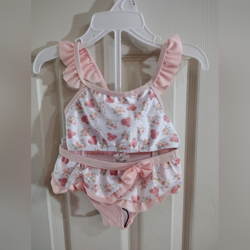 Disney Minnie Mouse  Months Two-Piece Swimsuit for Girls Floral NWT